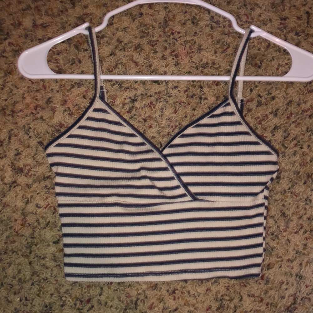 blue and white striped crop top from tillys